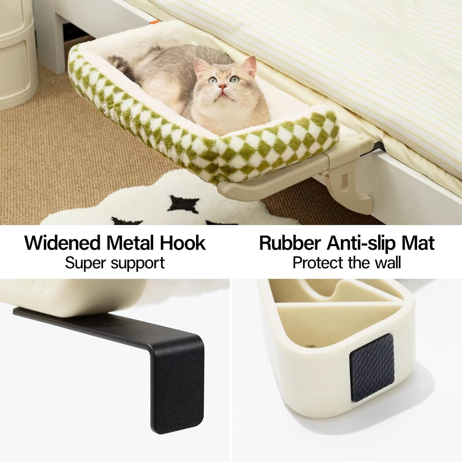 Cat Hammock One-Step Sliding Clamping Slot Adjustment Cat Window Hammock with Removable Covers 30Kg Pet Accessories