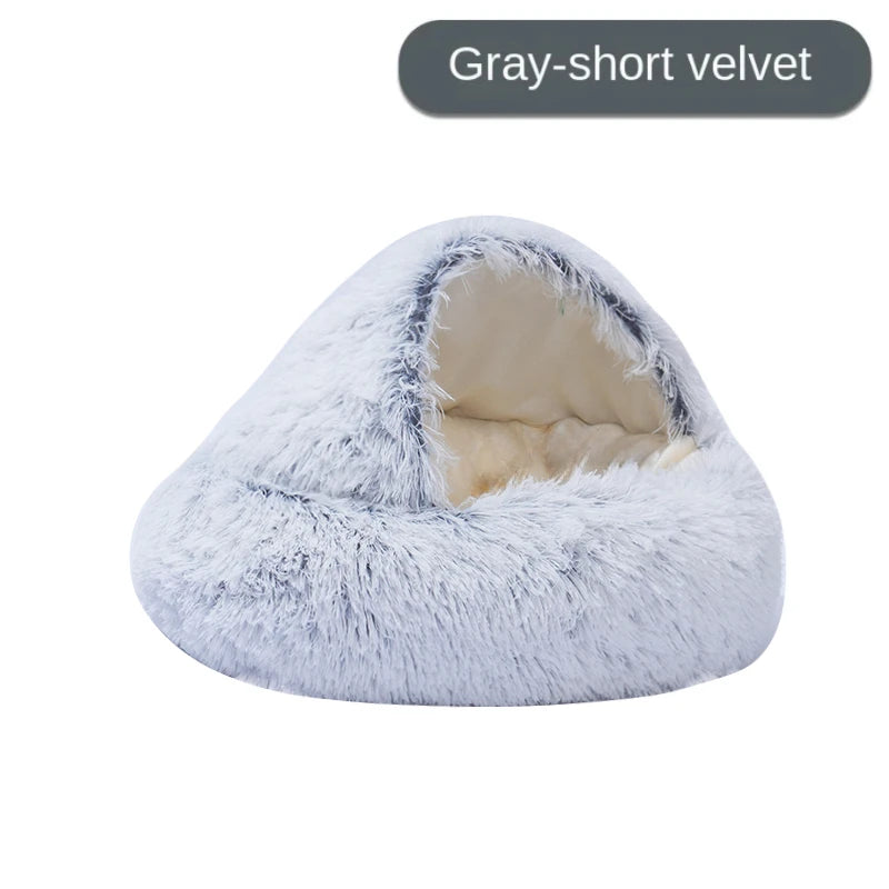 Plush Pet Cat Bed round Cat Cushion Cat House 2 in 1 Warm Cat Basket Pet Sleep Bag Cat Nest Kennel for Small Dog Cat Dog Bed