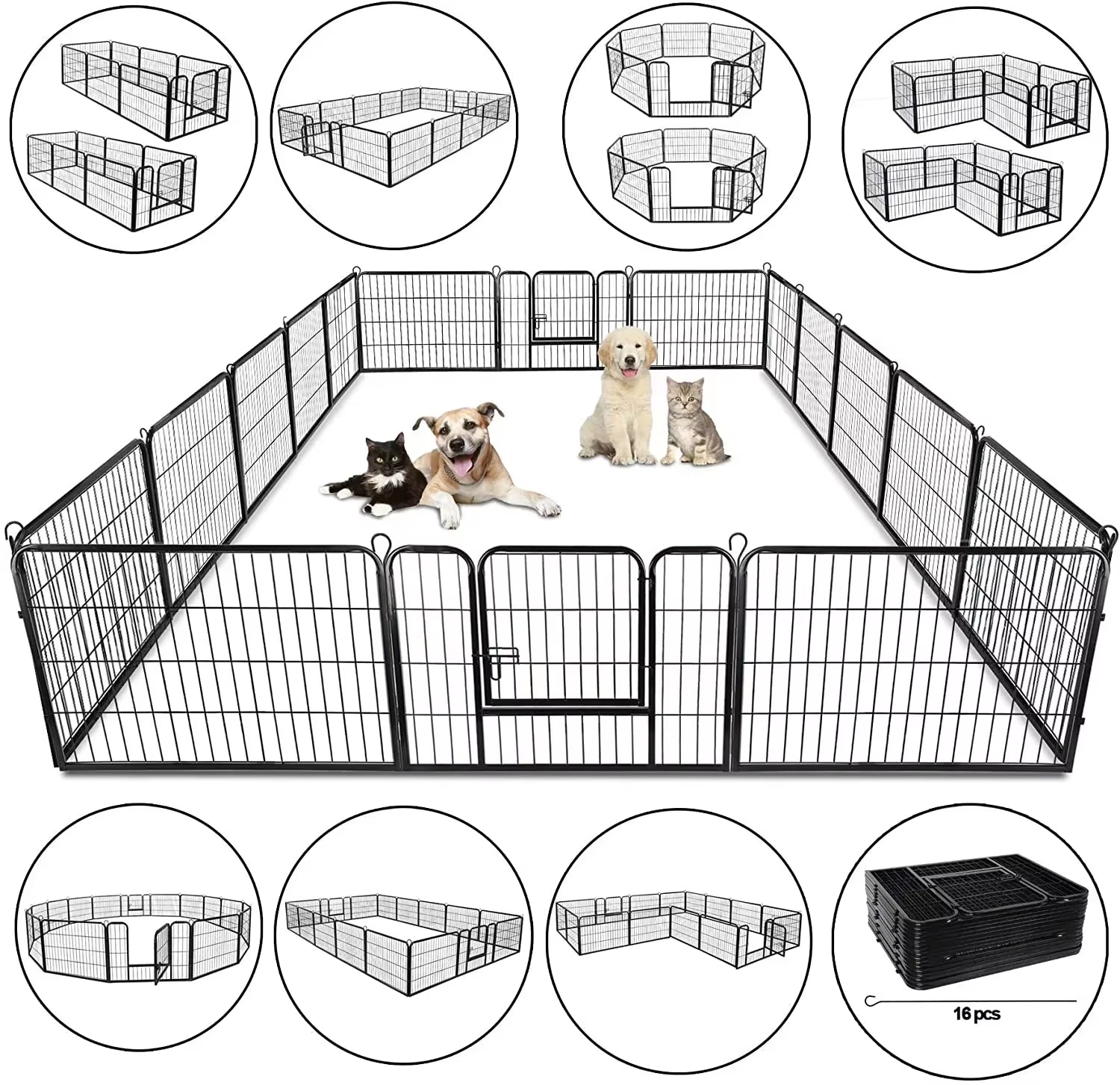 Foldable Metal Exercise Pen & Pet Playpen Puppy Cat Exercise Pet Fence Indoor Outdoor Pet Barrier