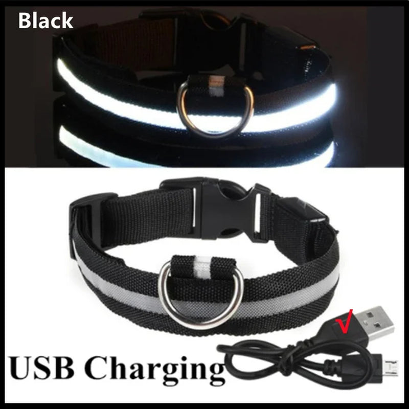 LED Glowing Dog Collar Adjustable Flashing Rechargea Luminous Collar Night Anti-Lost Dog Light Harnessfor Small Dog Pet Products