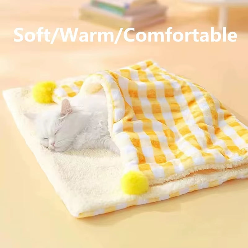 Soft Cat Blanket Warm Fluffy Plush Pet Sleeping Bed Mat for Cats Dogs Washable Thicken Plaid Lamb down Cat Mat Pet Supplies