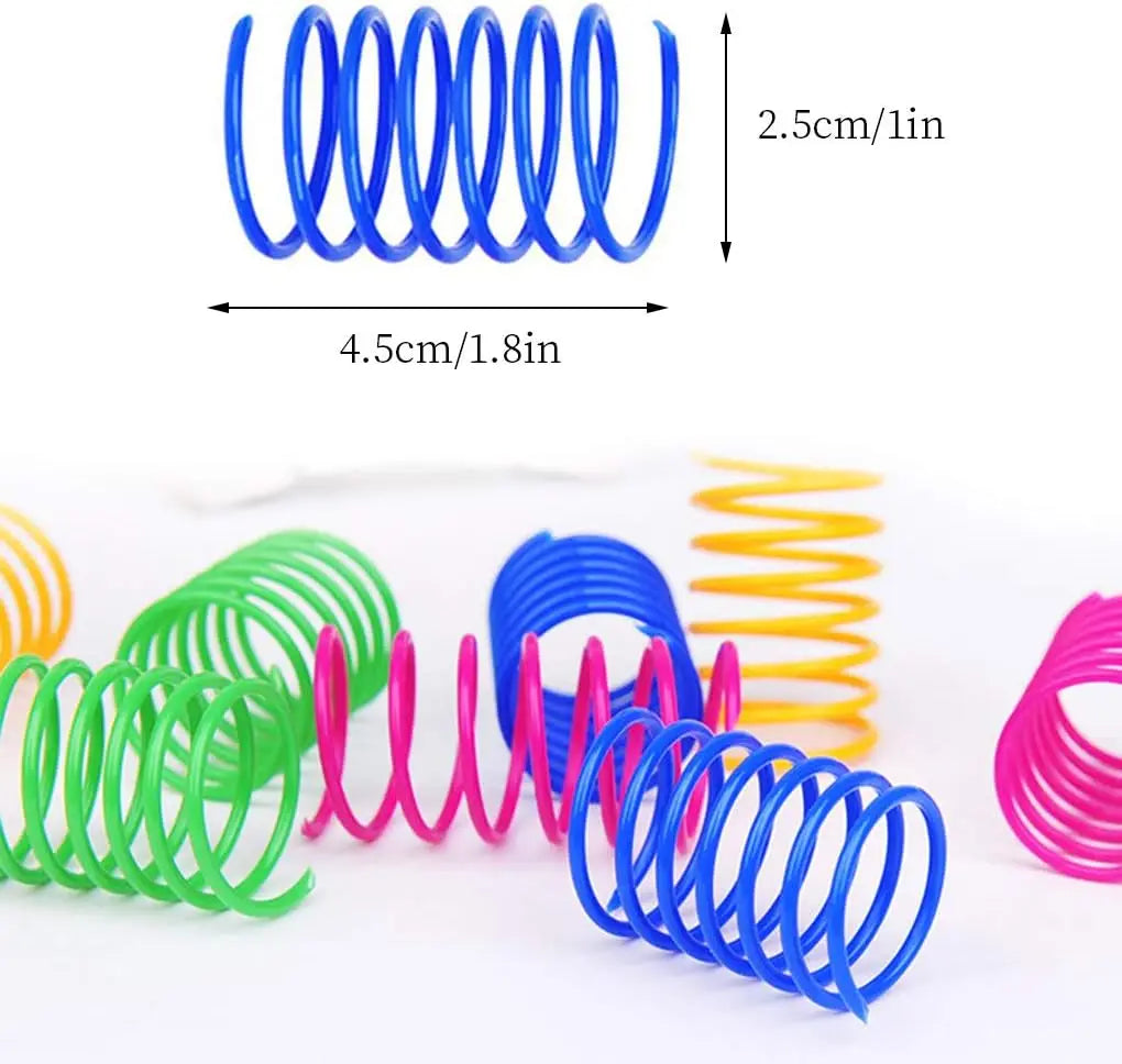 4/200Pcs Cat Spring Toy, Cat Spiral Toys Interactive for Indoor Colorful Cats Plastic Springs Coil for Kitten Hunting Swatting