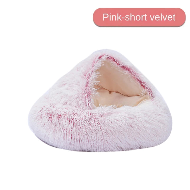 Plush Pet Cat Bed round Cat Cushion Cat House 2 in 1 Warm Cat Basket Pet Sleep Bag Cat Nest Kennel for Small Dog Cat Dog Bed