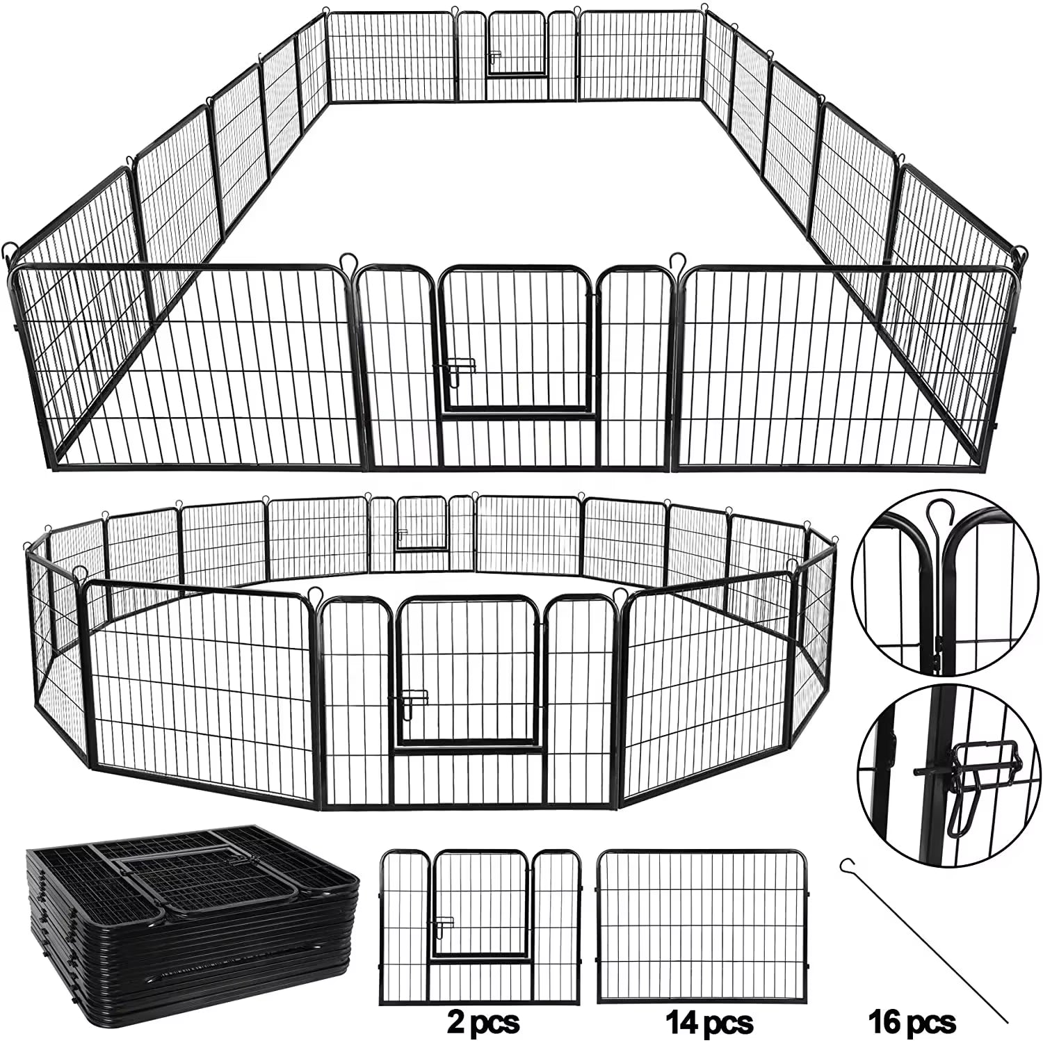 Foldable Metal Exercise Pen & Pet Playpen Puppy Cat Exercise Pet Fence Indoor Outdoor Pet Barrier